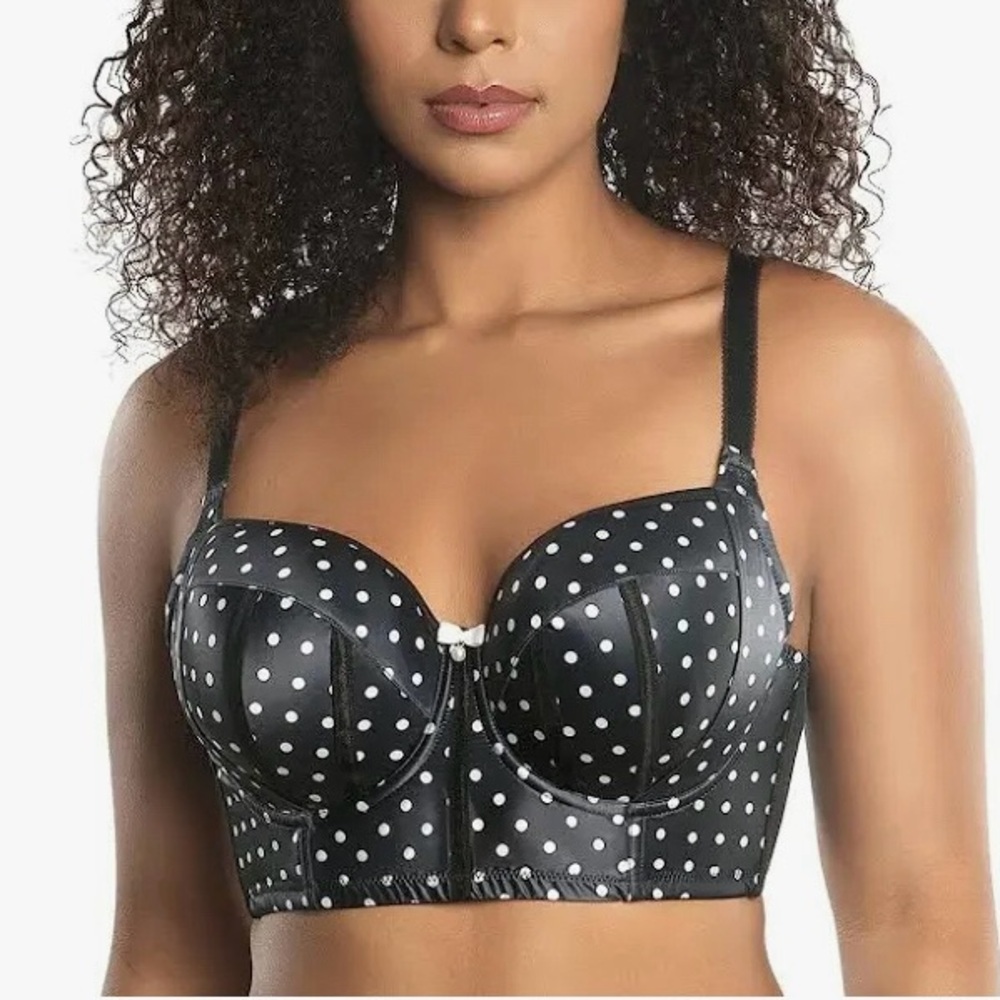 Black and White Polka Dot Parfait Charlotte Longline Bra